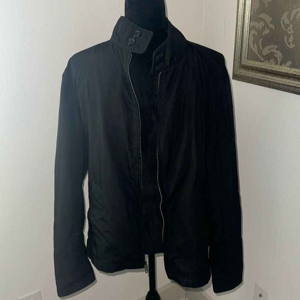 Banana Republic black lightweight windbreaker polyester jacket sz M zip up front